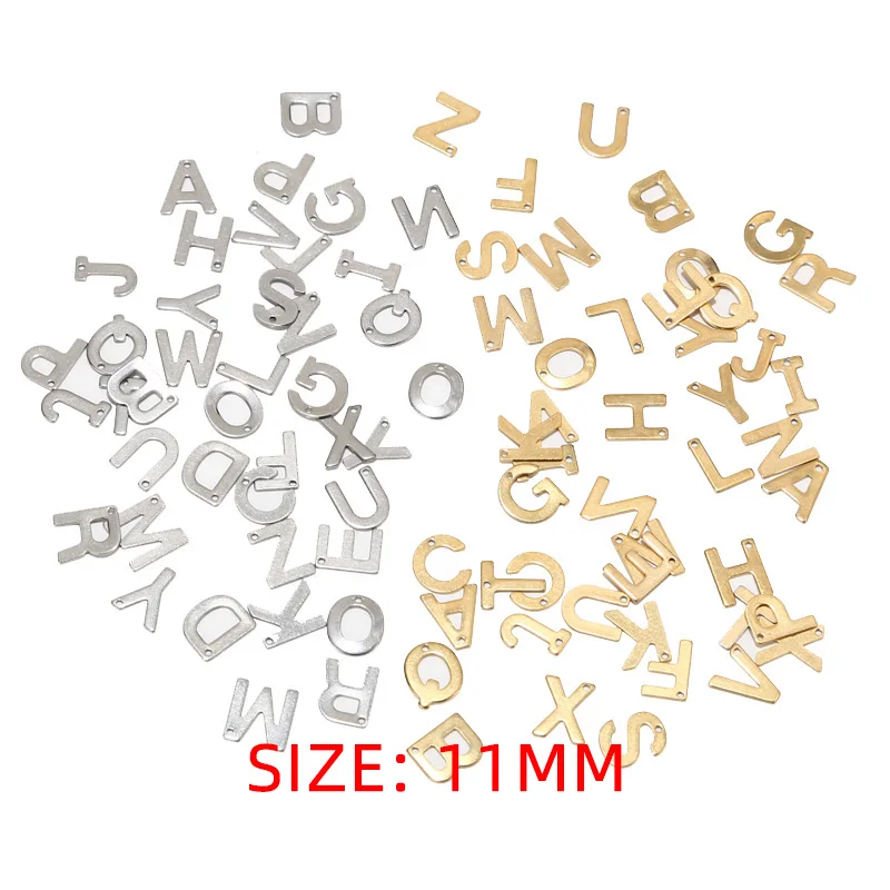 30pcs Stainless Steel Gold Letter Charm Beads Alphabet Loose Pendants Assorted for Personalized Bracelet Necklace Gifts Making - купить по