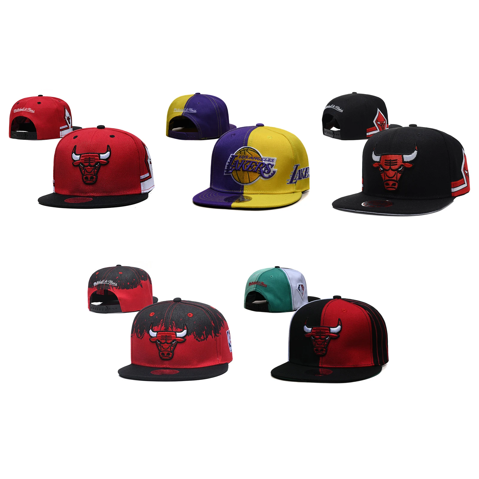 Кепка Chicago Bulls Snapback Cap Регулируемая черная шляпа NBA