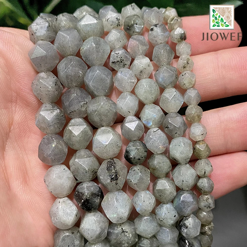 

Гладкие граненые серые лабрадоритовые бусины россыпью для изготовления браслетов и ювелирных изделий своими руками цепочки из натурально...