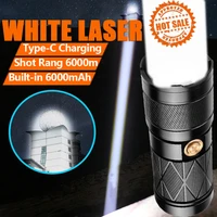 6000 meters long shot led flashlight built in 6000mah type c rechargeable spotlights 1000000lm white led tactical flashlights