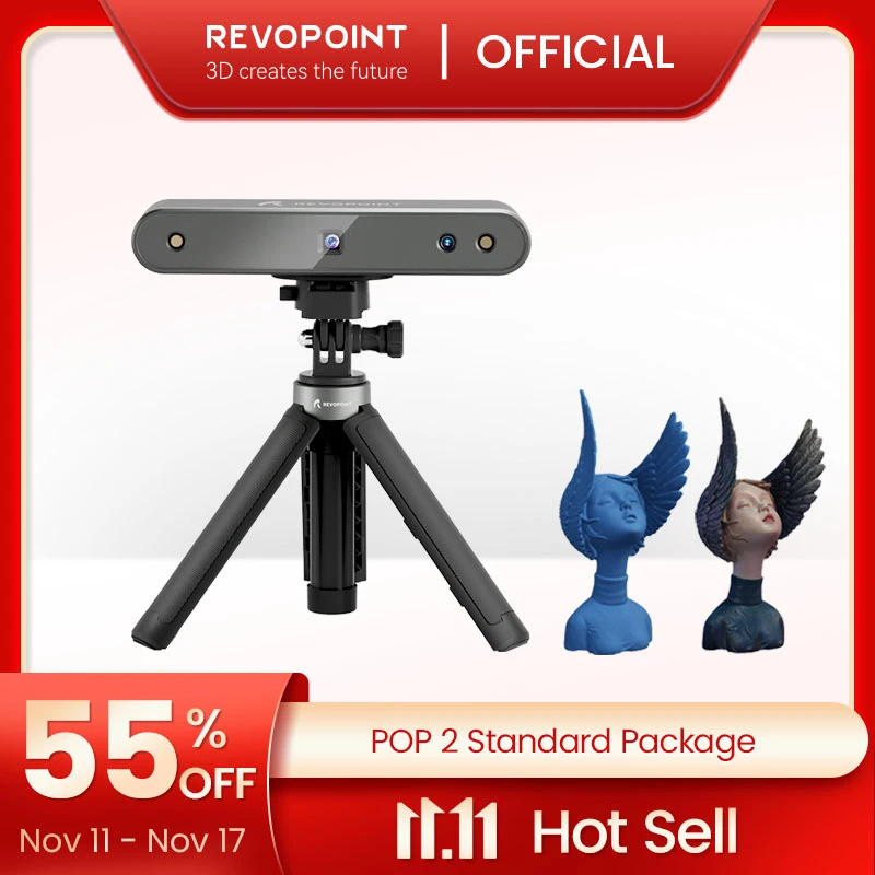 

POP 2 3D High-Precision Scanner Standard Kit with Tripod, Phone Holder, USB, Mobile Cable.0.05mm 10 fps, 3D Printer Accessories