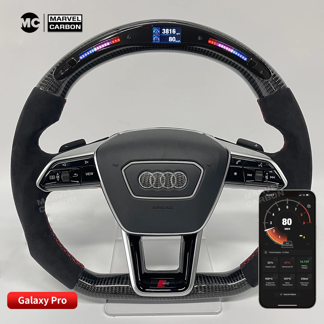 

100% Real Carbon Fiber LED Performance Steering Wheel for Audi A6 RS6 RS7