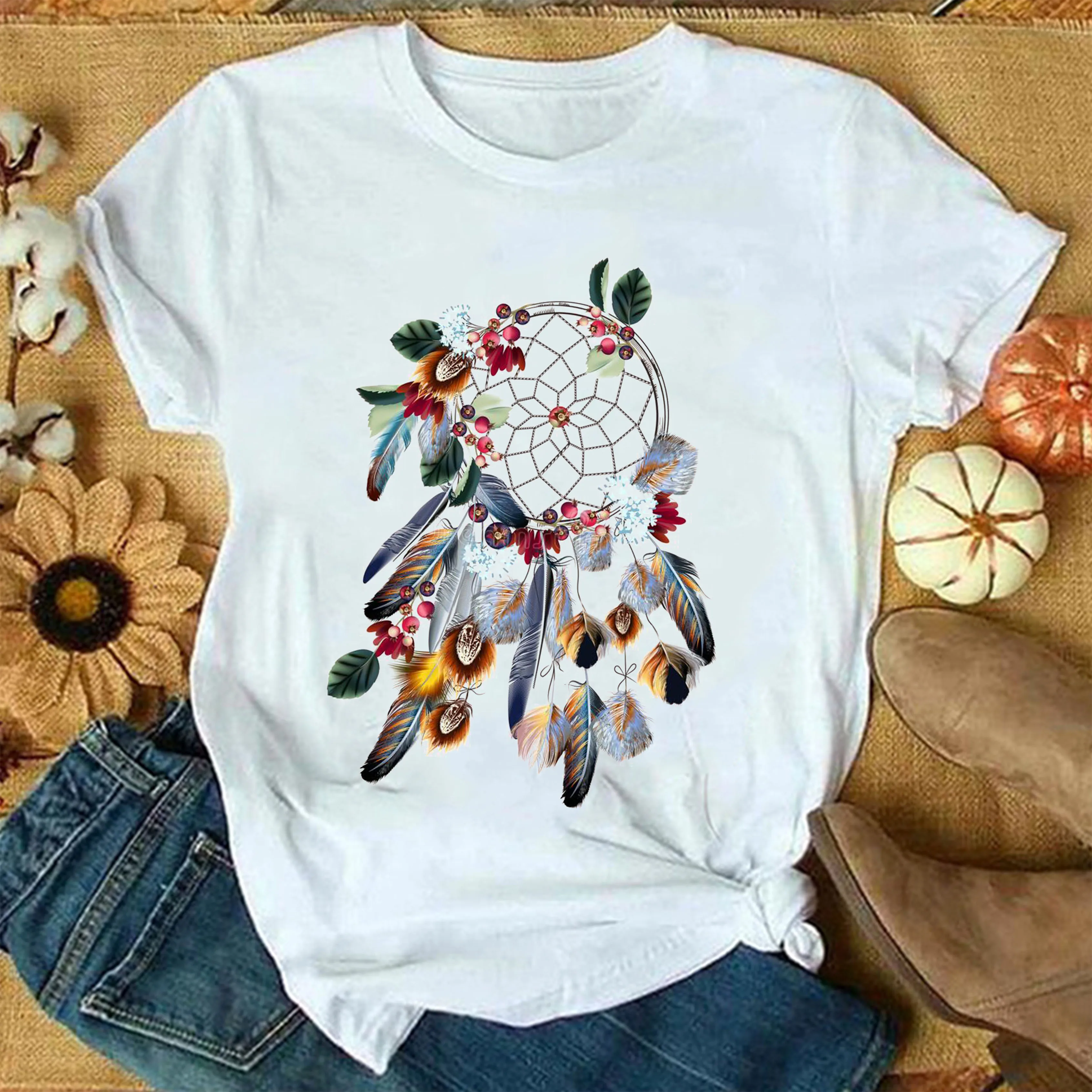 

Women Tops Aeolian Bells Print blusas femininas elegantes Student Short Sleeve Summer White Tees Ladies Oversized T-shirts S-5XL