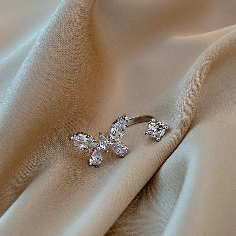 

Fashion Open Zircon Butterfly Rings For Women Luxury Jewelry High Quality Finger Elegent Girl Party Birthday Gift