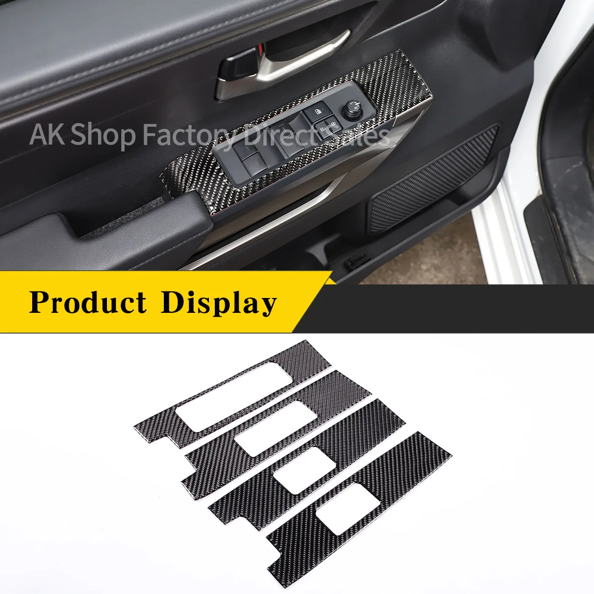 

For Toyota Tundra 2022-2023 Real Carbon Fiber（Soft） Car Glass Lift Switch Frame Decorative Panel Cover Sticker Accessories