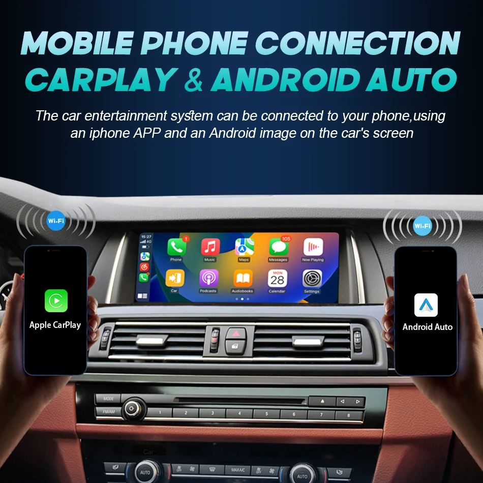 Фото Беспроводной плеер Carplay для BMW 5 серии F10 F11 F18 2011-2017, автомобильный экран, стерео GPS-навигация, авто радио №4