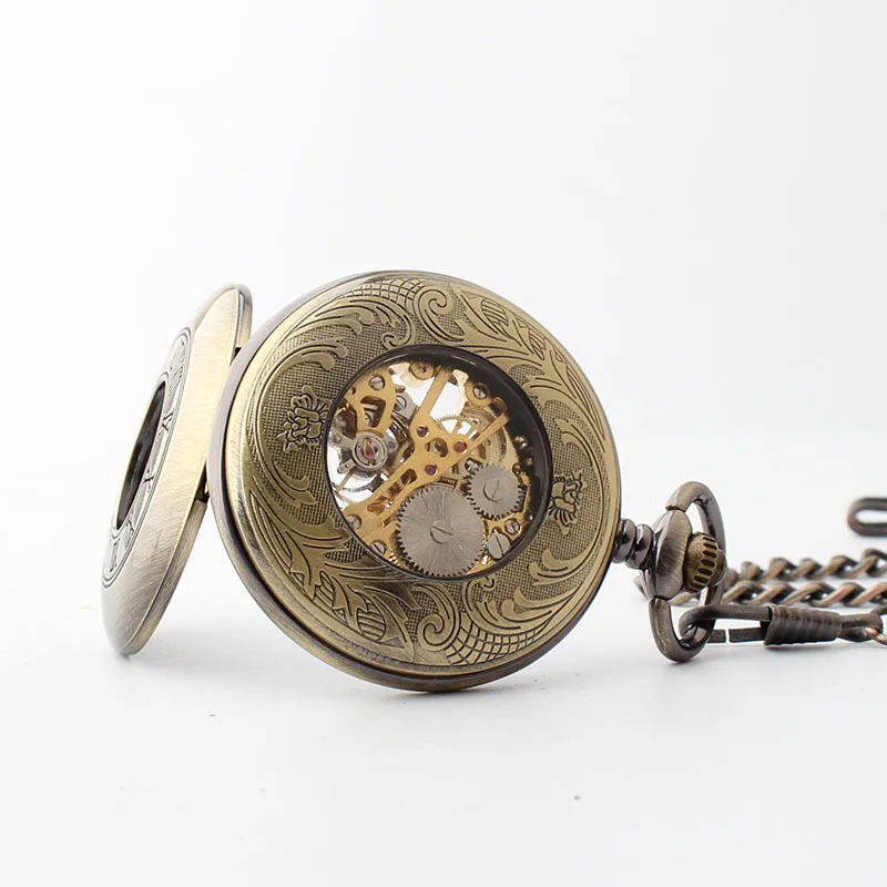Simple Design Roman Numerals Case Mechanical Pockets Watch For Men Women Steampunk Chain Pendant Gifts reloj hombre