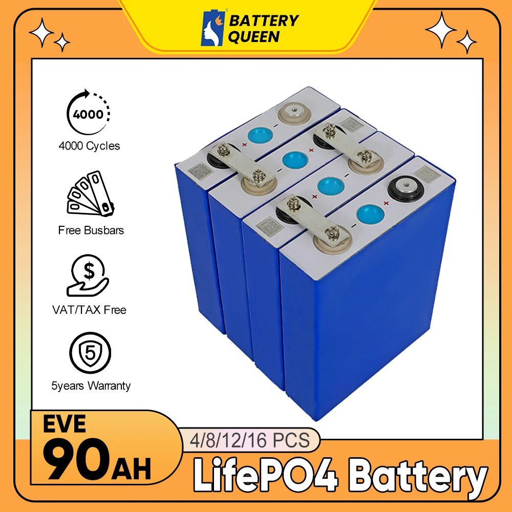 

Wholesale Brand New EVE90AH 3.2V Rated Rechargeable Lifepo4 Battery 12V24V48V For EV Boats Solar Storage