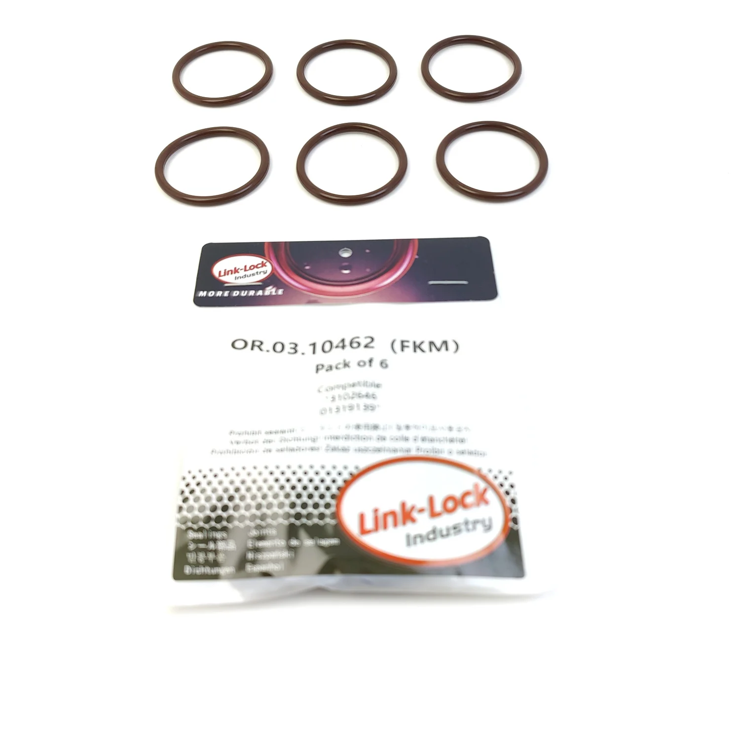 Фото Комплект уплотнительных колец LINK-LOCK 6 шт. OR.03.10462 FKM Viton для водяного насоса 3102646 01319139 для Cummins и DEUTZ №1