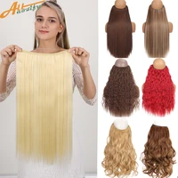 synthetic hair extensions no clip in artificial natural fake hairpiece blonde red black curly womens false hair piece extension