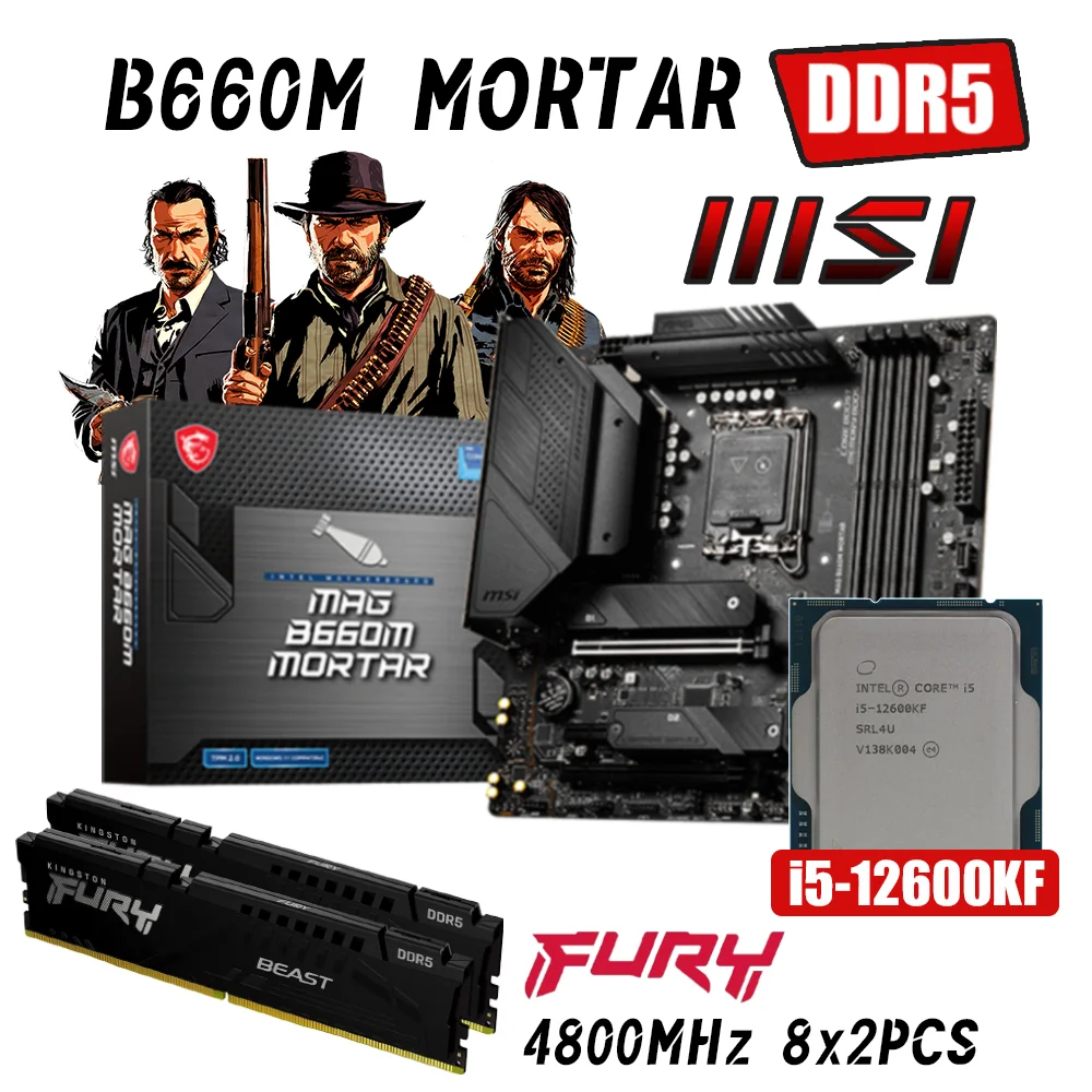 

Kit MSI MAG B660M MORTAR DDR5 Motherboard LGA1700 With Intel Core i5 12600K Processor Kingston 4800MHz DDR5 Memory 16G Combo