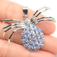 43x38mm highly recommend spider 6 1g tanzanite london blue topaz cz bride wedding 925 silver pendant