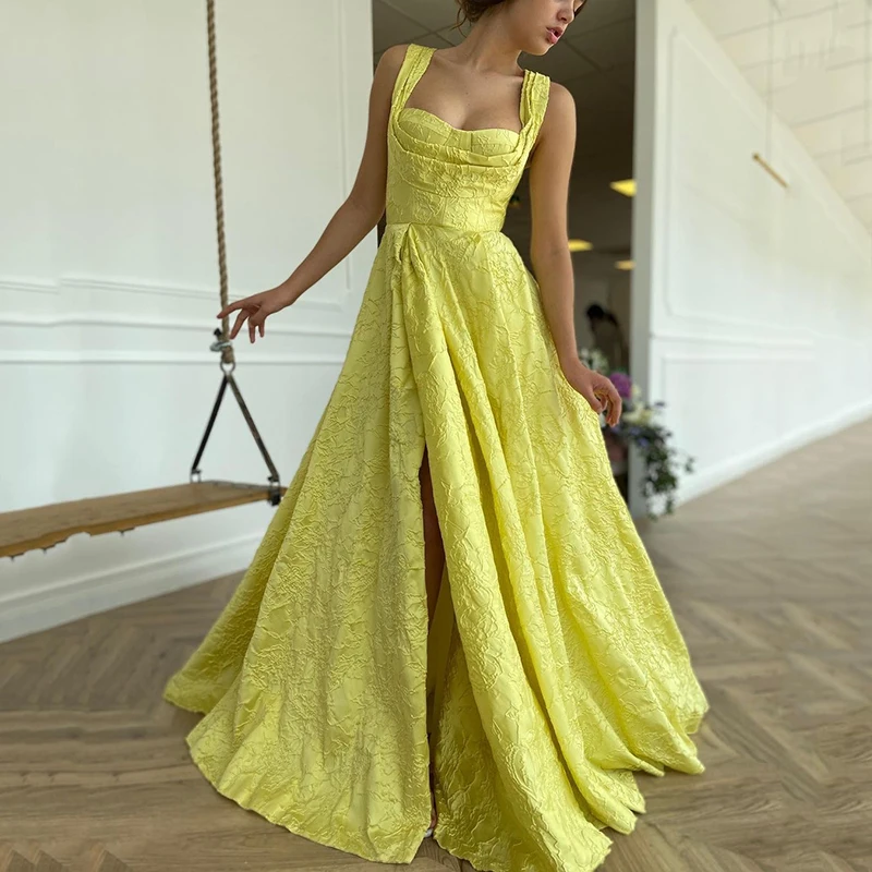 

A-Line Square Neck HF405 Evening Party Dress For Women Spaghetti Straps Elegant Charming Gowns Vestidos De Noche Robes Soirée
