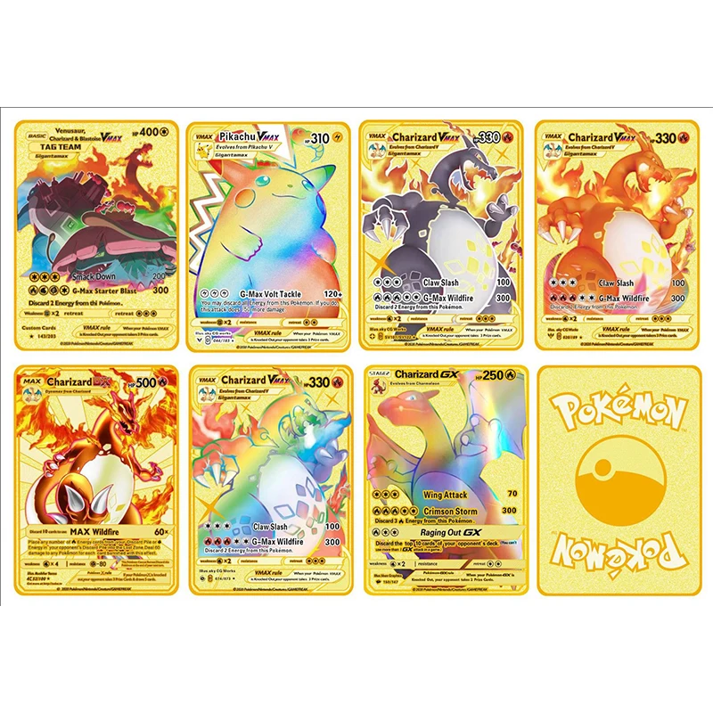 

Pokemon Pikachu Metal Card Charizard Ex Charizard Vmax Mewtwo Game Collection Anime Metal Toys For Children