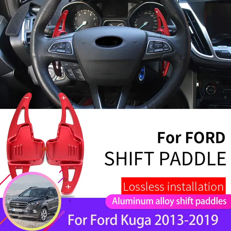 

Car Steering Wheel Aluminum Paddle Shift Gear for Ford Kuga Escape 2013~2019 Paddle Shifter Car-styling Stickers 2016 2017 2018