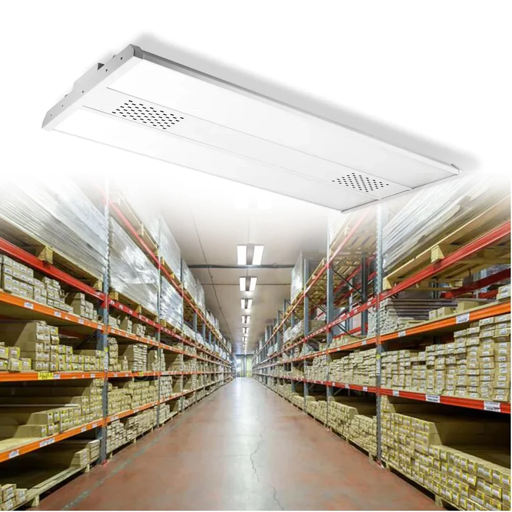 150W 200W 300W Wide Light Distribution High Bay Linear LED Panel Fixture UGR19 Non-flicker for Super Market Warehouse Workshop