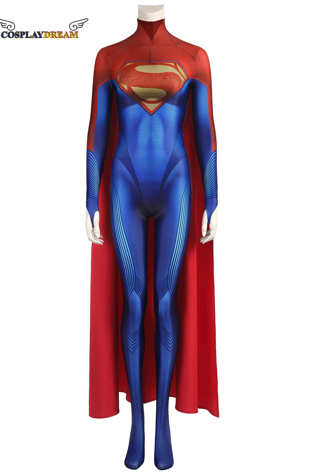 Flash Super Lady Cosplay Costume Kara Zor El Battle Jumpsuit Fantasy Halloween Outfit 3D Printed Zentai Blue Bodysuit