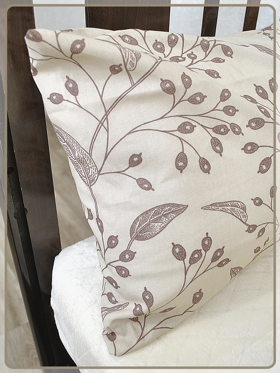 Наволочки Ивановская бязь Наволочка барбарис вид 1 бежевый - 50х70