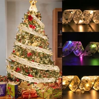 christmas decoration led ribbon fairy light christmas tree ornaments for home 2022 bows string lights navidad no%c3%abl new year 2023