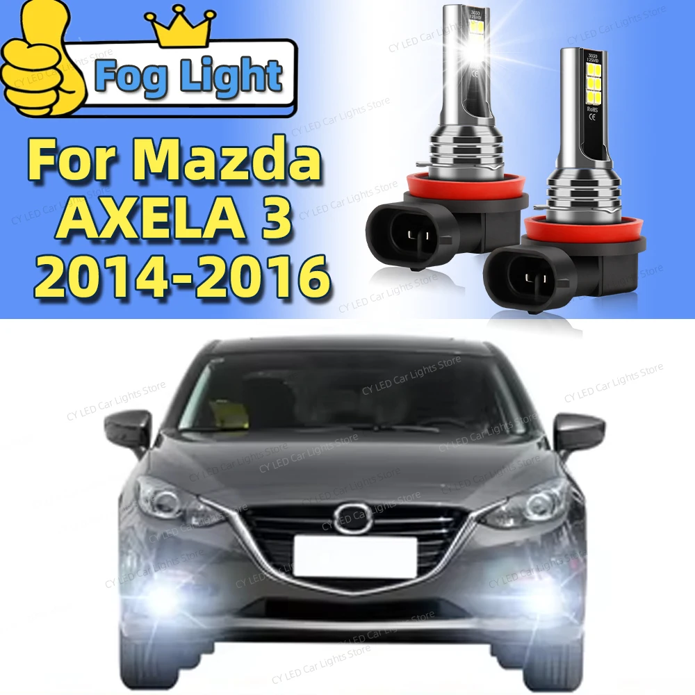 2 шт. светодиодные передние противотуманные фары автомобиля Blub H8 H9 H11 для Mazda AXELA 3