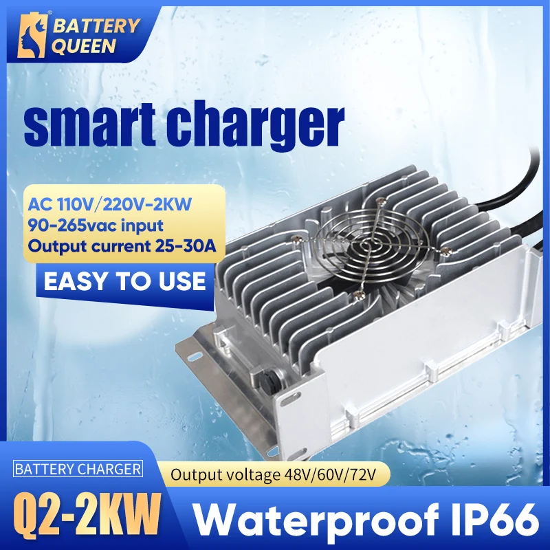 

Fast Charger AC 110V/220V 2KW EV Charger For Motorcycle TC CAN Protocol 48V 60V 72V 25A Enable Charger Waterproof Isolated