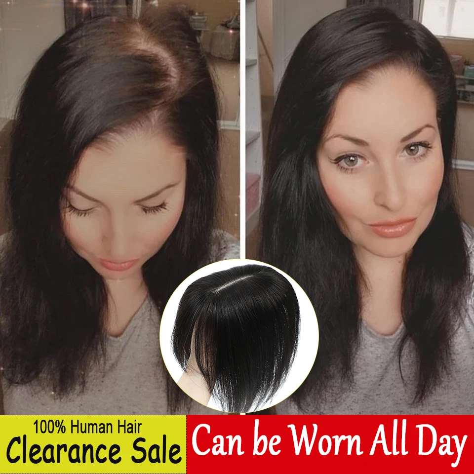 Dazzeal Topper заколка для волос прямые человеческие волосы Toppers Для женщин шиньоны 10x12