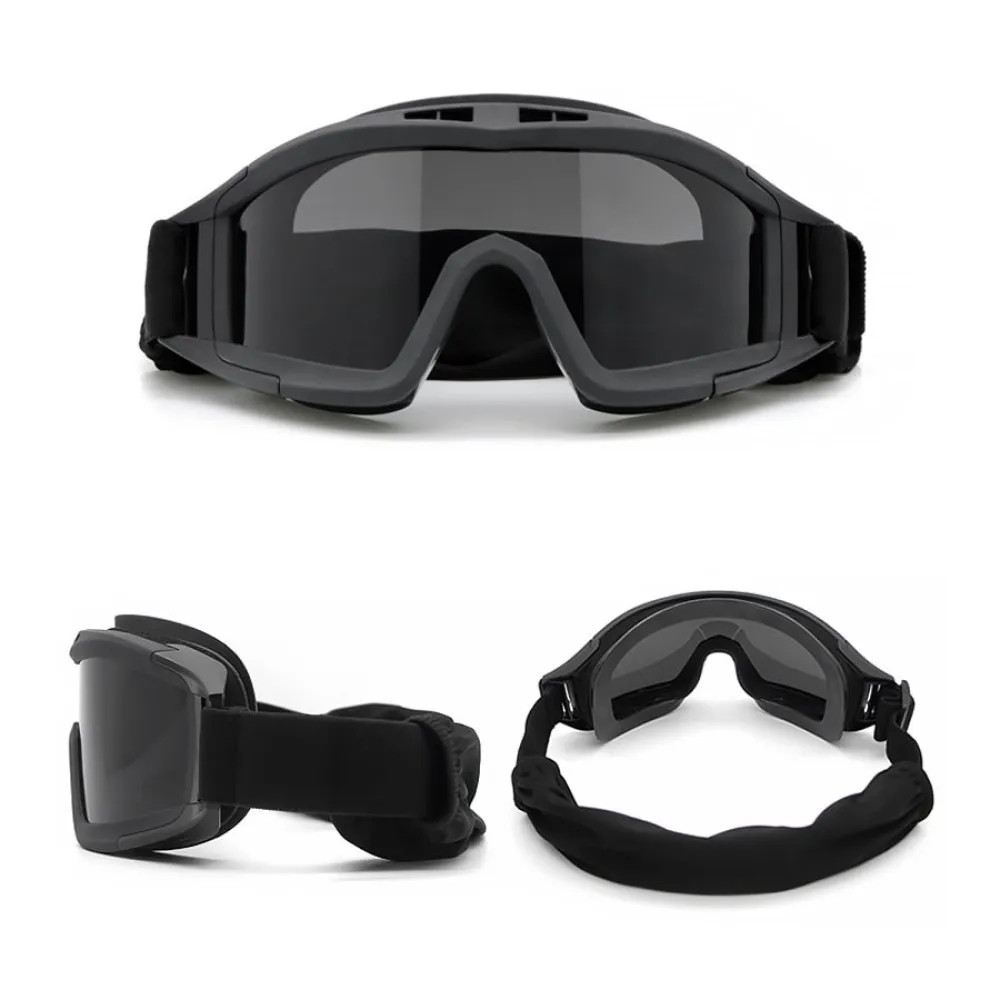 

Tactical Goggles Safety for Hunting Paintball Cs Army Combat Goggles with 3 Lens UV400 Camping Hiking Sand Prevention