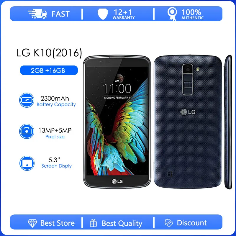 

LG K10(2016) Refurbished-Original Unlocked LG K10 5.3 Inches 2GB RAM 16GB ROM 13MP 8MP Camera LTE Cellphone