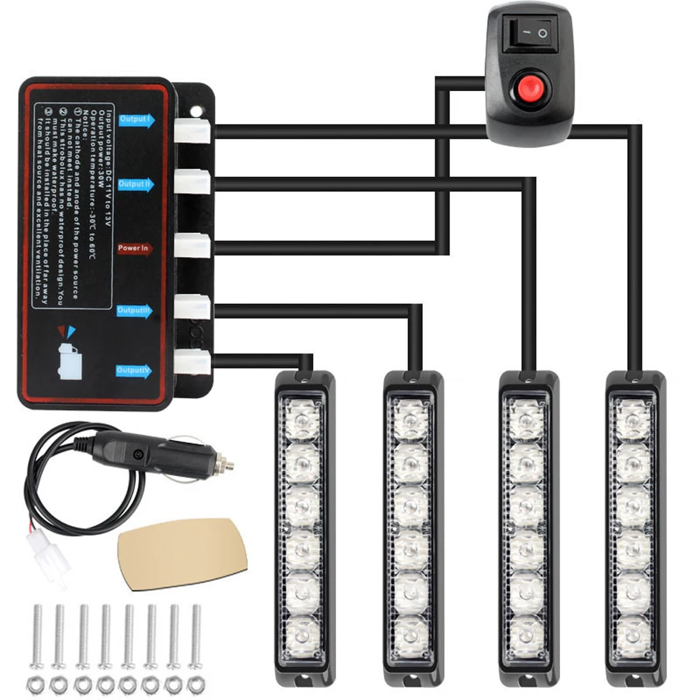 12/16/24 светодиодных автомобильных стробоскопических огней Водонепроницаемый