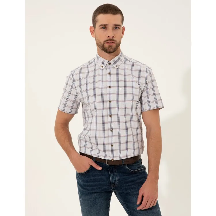 Pierre Cardin Мужская серая короткая рубашка регулярного кроя 50249743-VR024 Pierre Cardin Мужская серая короткая рубашка регулярного кроя 50249743-VR024