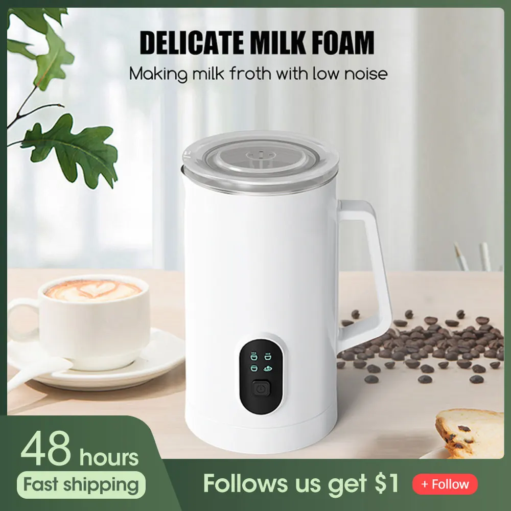 2 In 1 Electric Milk Frothe Milk Heater Automatic Hot Cold Milk Foam Blender  Stainless Steel Inner Milk Sparkling Machine Gift