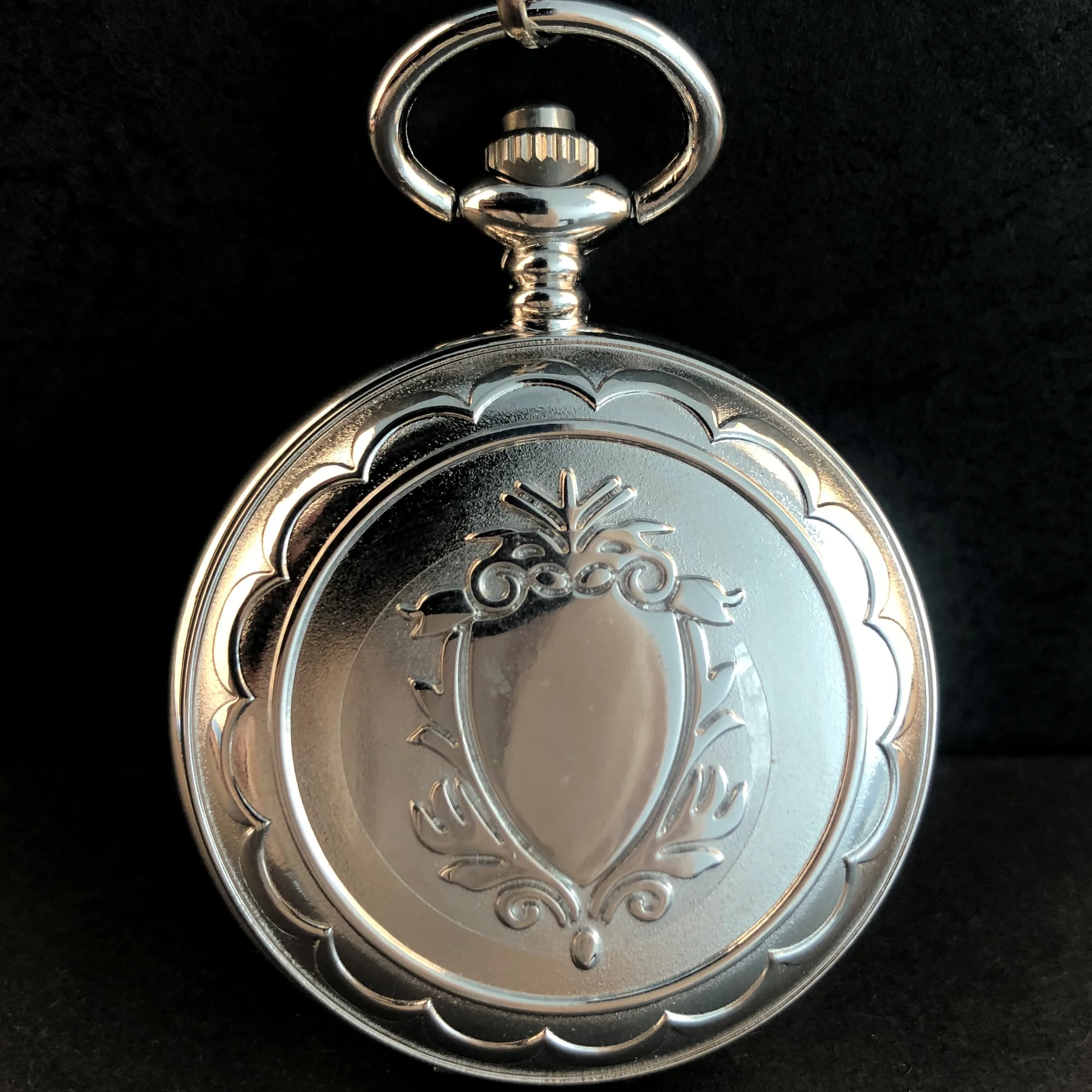 Silver Unisex Fashion Pocket Watch Mechanical Vintage Charm Steampunk with Chain Pocket&Fob Watches