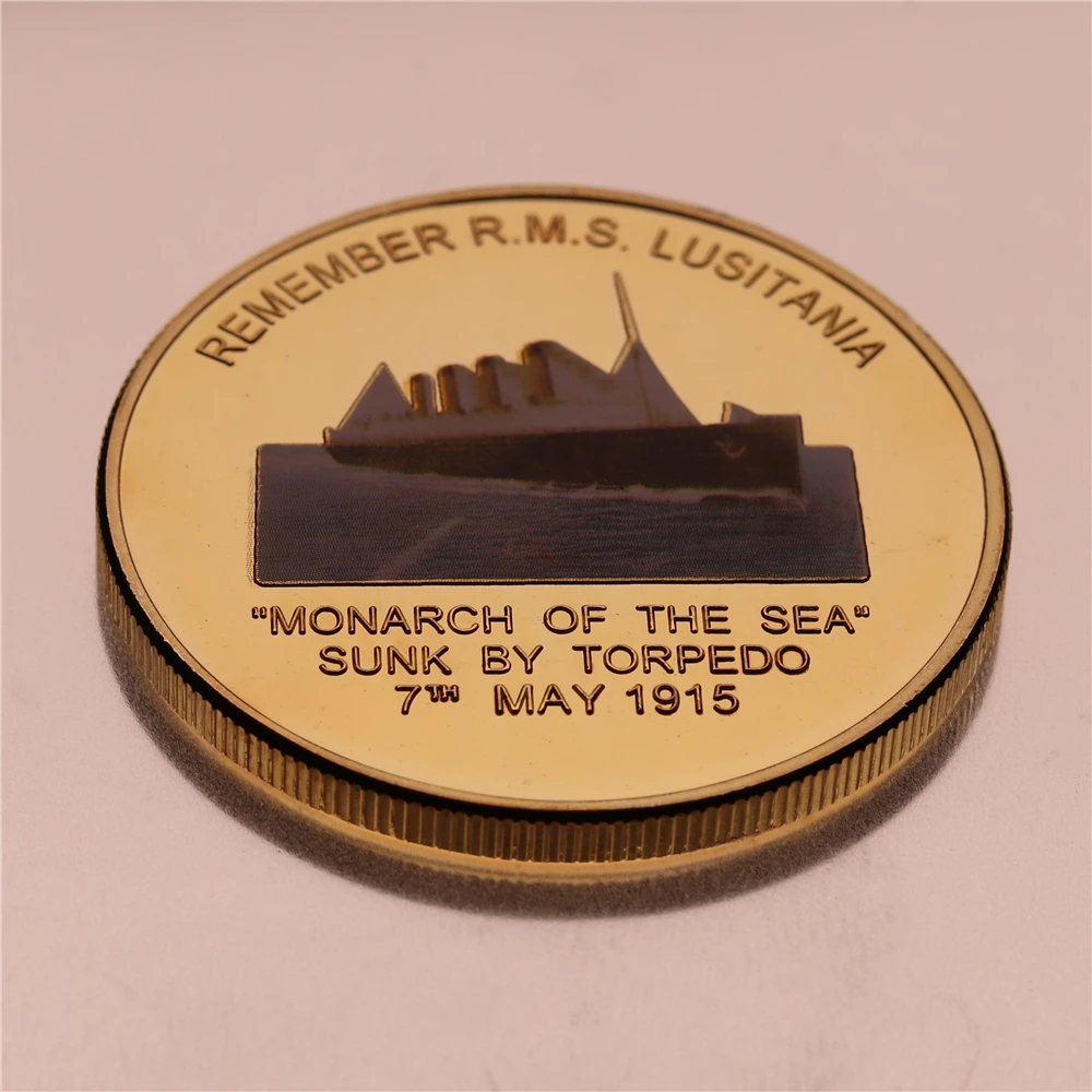 

Позолоченная монета Lusitania, 1 унция, 24 к, монастенная Золотая монета океана, сувенирные коллекционные подарки