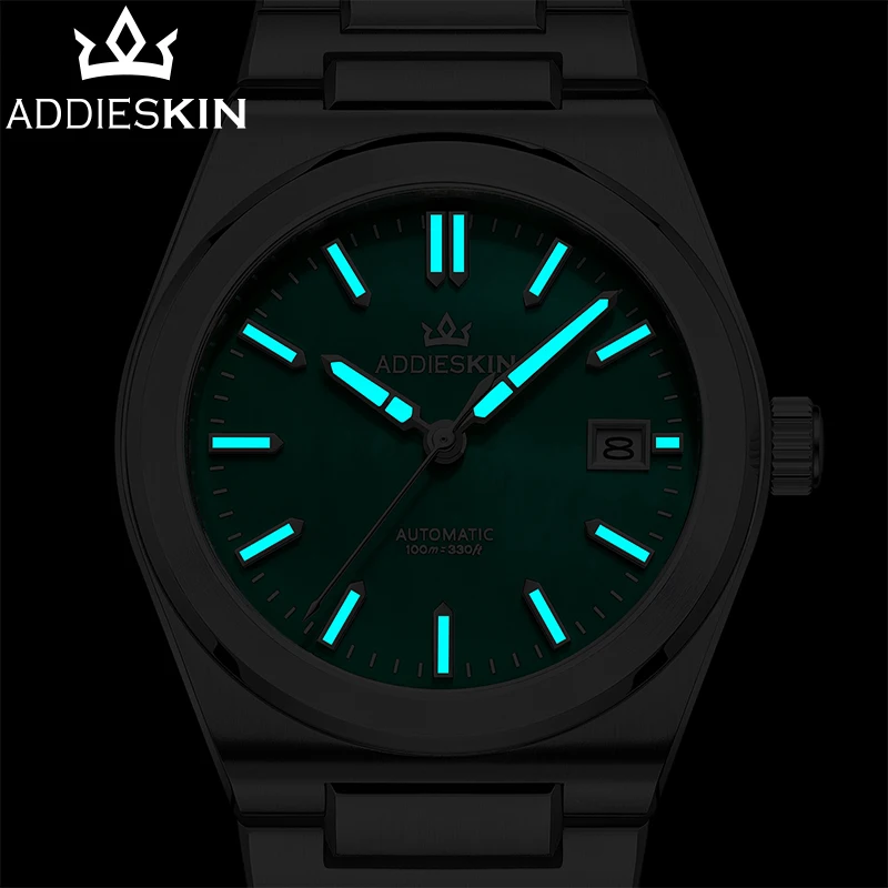 ADDIESKIN K008 Мужские автоматические часы с черным перламутровым циферблатом, сапфировым стеклом, механизмом Miyota 9015, светящимся циферблатом, водонепроницаемостью до 100 м. (art.: 3920dc20f9d6f) - 3920dc20f9d6f