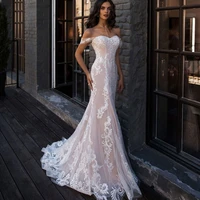 lace appliques mermaid hy132 sweetheart wedding dress floor length backless elegant princess bridal gowns vestidos de novia