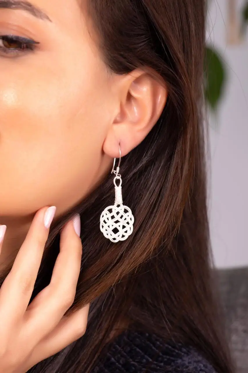 925 Real Genuine Sterling Silver Love Knot Dangle Earrings Kazaziye Drop Earrings Jewelry Gift for Her for Women