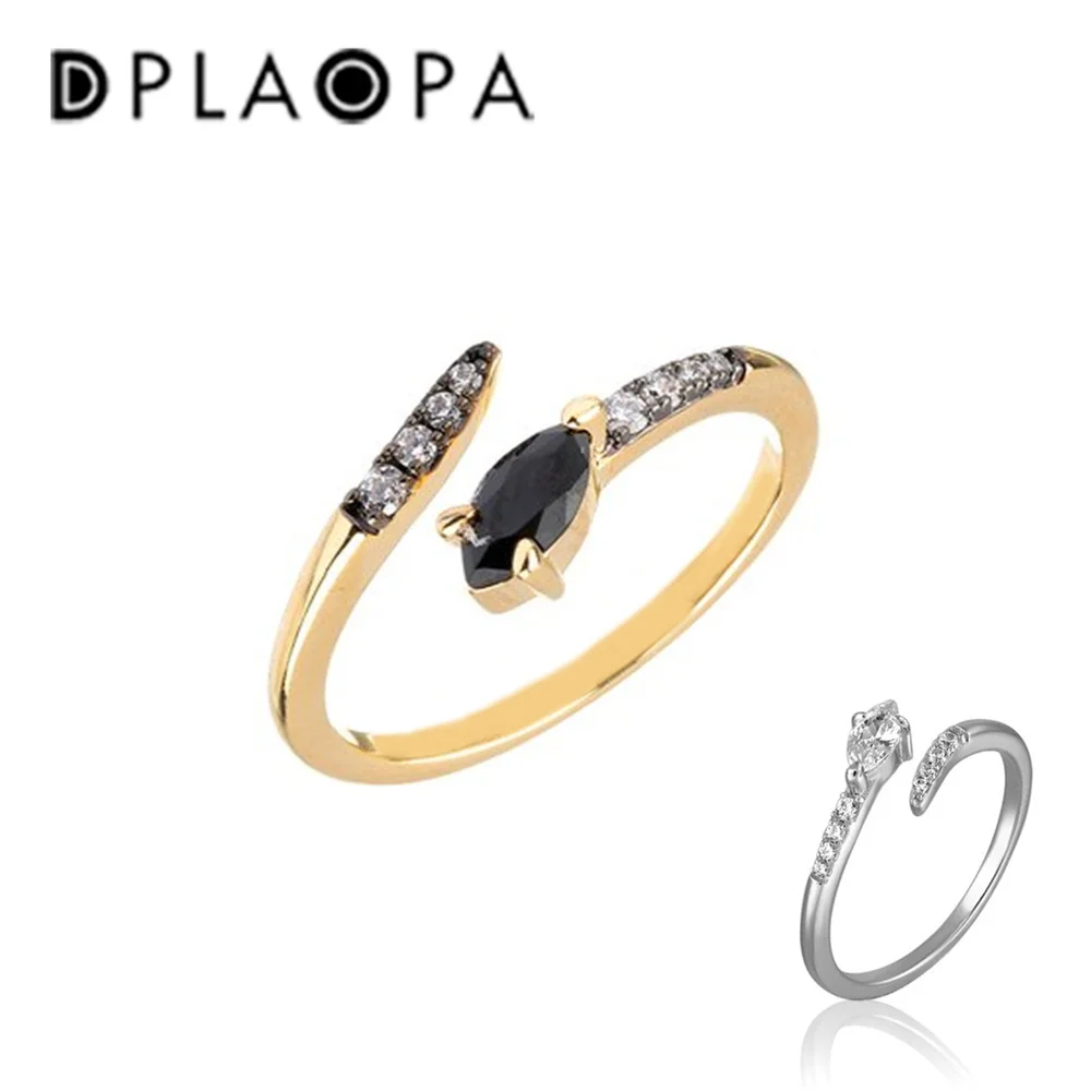 

DPLAOPA, тонкое Золотое кольцо из стерлингового серебра 925 пробы, кольца с кристаллами-змеями, 2022, Изящные Ювелирные изделия, модное женское черное покрытие с разрезом