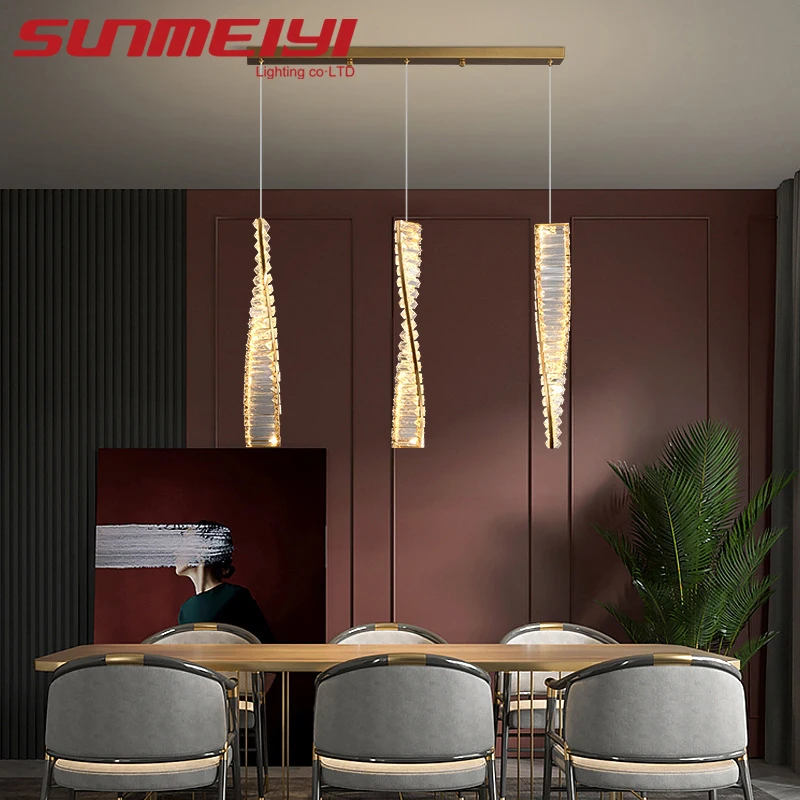 

Modern Luxury Crystal Pendant Light Spiral Design LED Lights For Dining Living Room Restaurant Creative Home Decorative Fixtures