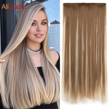 Good Quality Straight Clip In Hair Extensions For Women Natural Look Fake Hairpiece Synthetic Extensions Hair Accessories 1