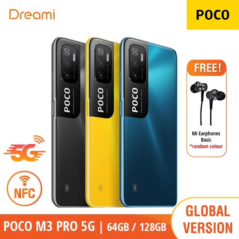 [Глобальная версия] POCO M3 PRO 5G - 64 Гб | 128 ГБ-MediaTek Dimensity 700 5000 мАч Мобильный смартфон с