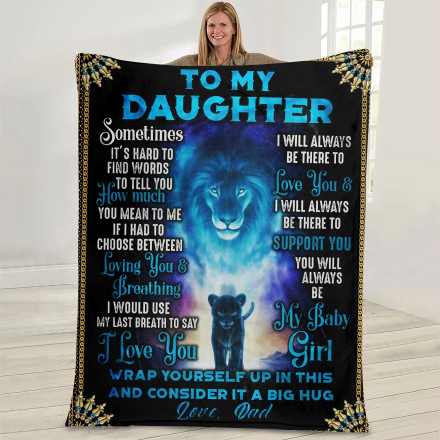 

New Lion Pattern Blanket 3D Printing Letter Design Blanket For Daughter Bedroom Living Room Sofa Decoration Home Textile Gift