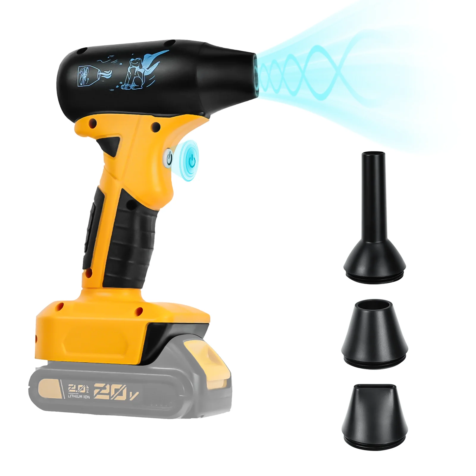

Бесщеточный воздуходувка LaiPuDuo 130000 RPM 4-скоростной для аккумулятора Dewalt 20 В