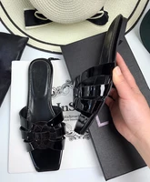 sales brand casual weave flats slippers women newest summer patent leather square toe shoes girls outdoor beach slip on sandals