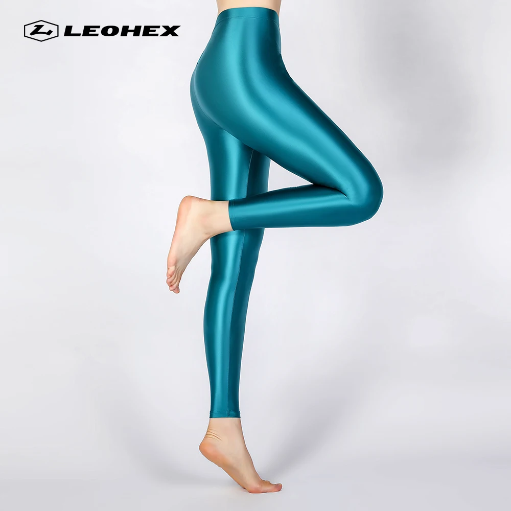 LEOHEX 2022 Sexy Satin Glossy Leggings Trousers Glitter Stockings Shiny Japanese Ankle-Length Pants High Waist Tights Women