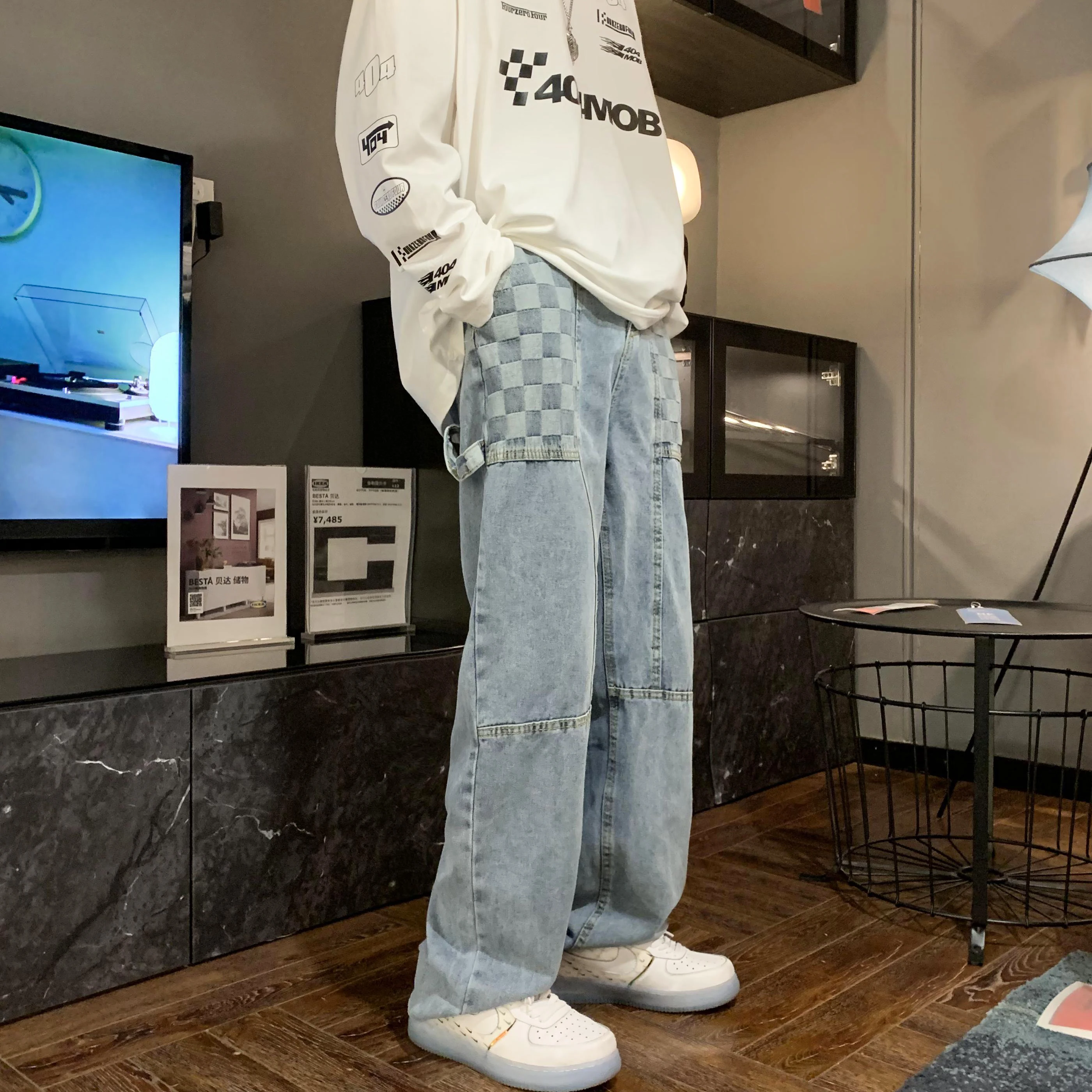 Fashion Baggy Jeans For Men Loose Trousers Neutral Jean Streetwear Casual Summer Pants Hip Hop