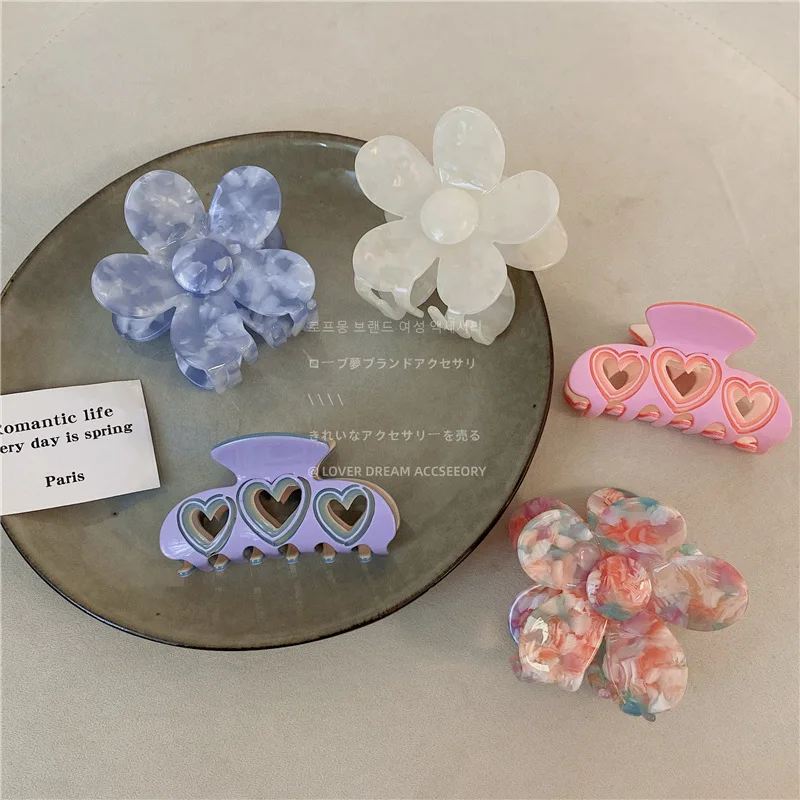 

Женская заколка для волос в форме сердца, розовая или синяя заколка для волос в романтическом стиле, аксессуар для волос