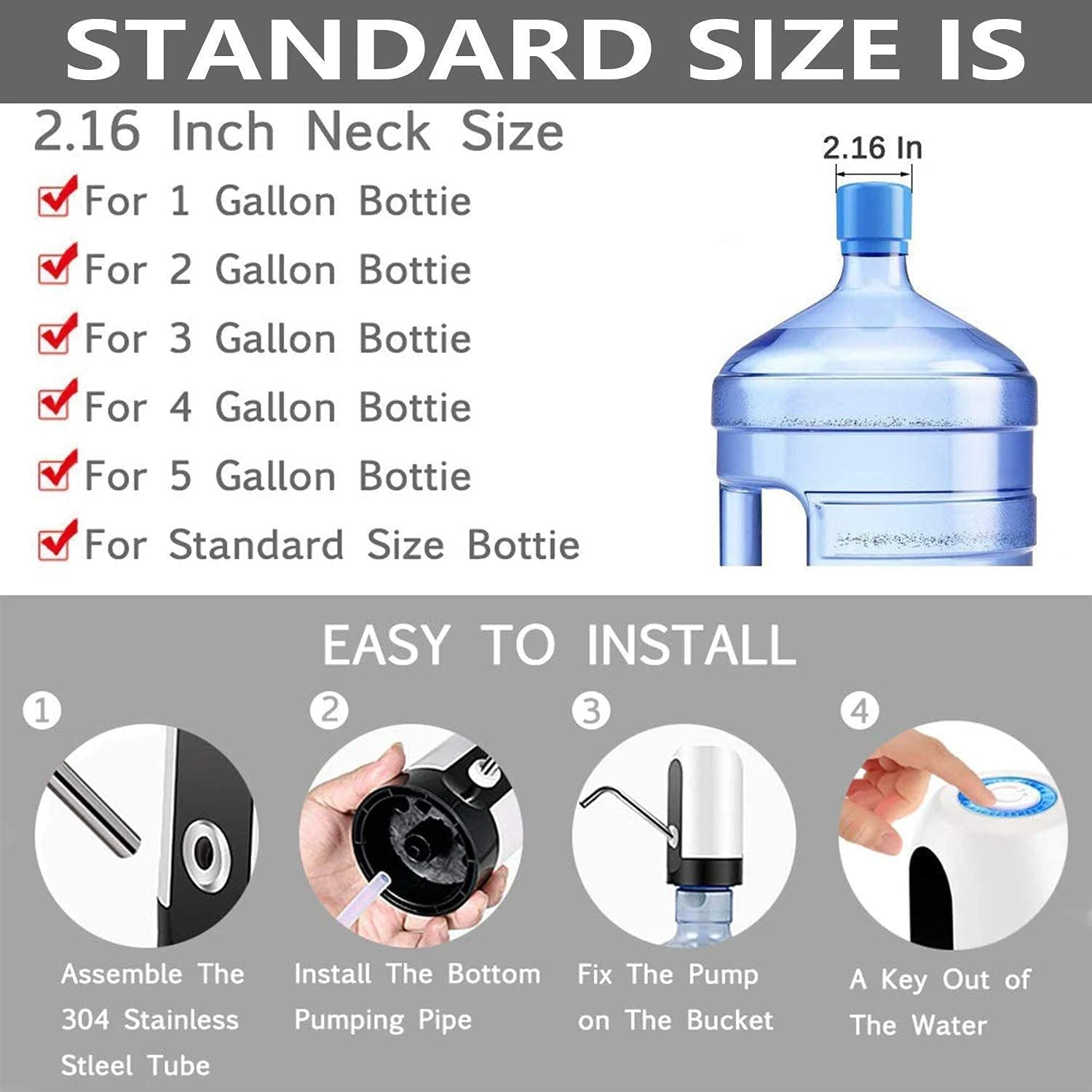 

Automatic Convenient Dispenser Bottle Portable Electric Water Universal for Water Bottle Pump Office Home 5 Gallon Bottle for