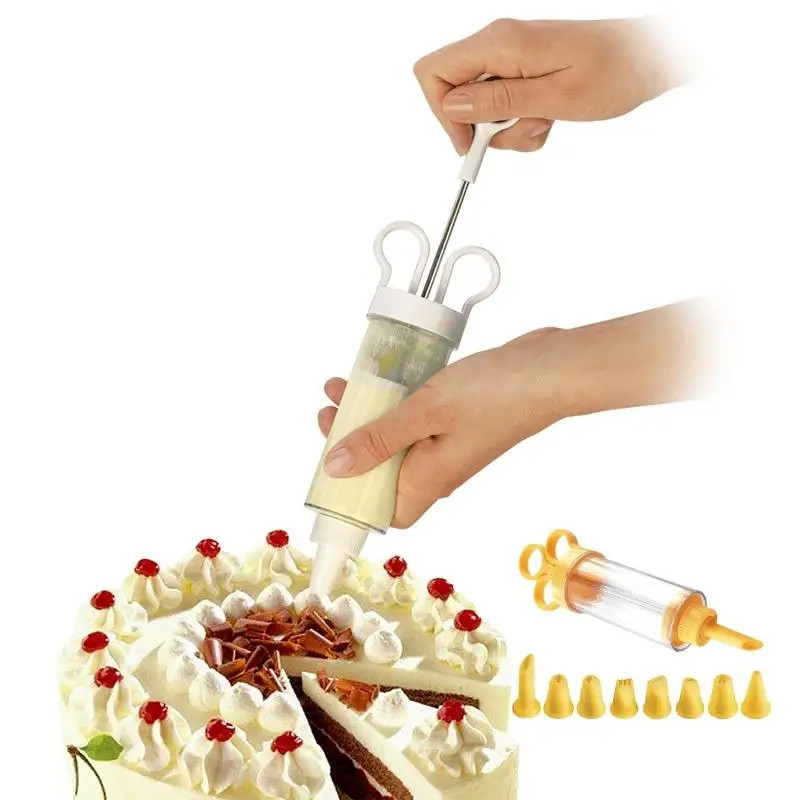 

Piston Cake Decorator, 8 Icing Nozzles Dessert Decorator Plus Cake Decorating Tool And Cake Icing Tool