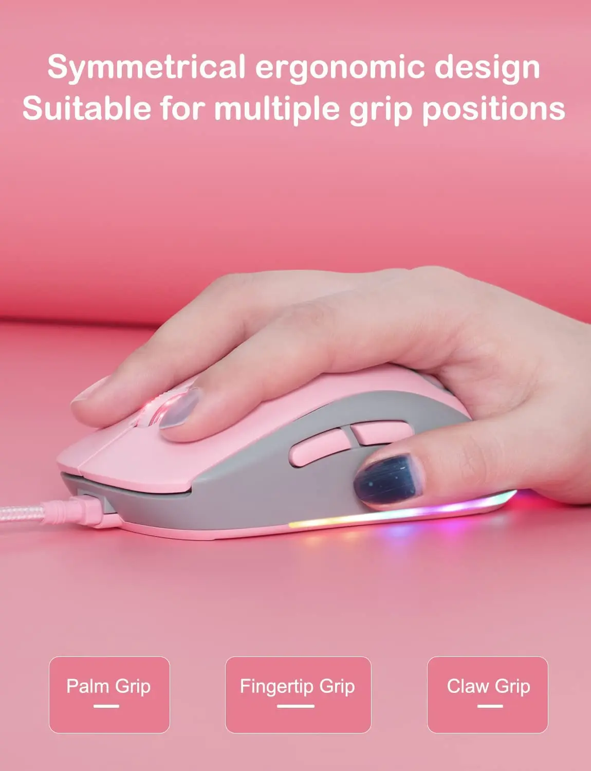 Cat Paw RGB Gaming Mouse Silent Optical Computer Mice USB Wired DPI 7200 6 Programmable Buttons for Windows/Vista/Linux |