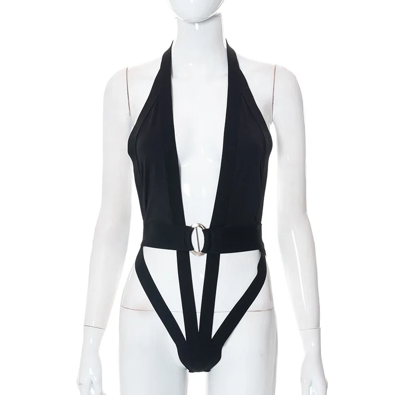 Wholesale 2022 Summer New Halter Neck Sleeveless Backless Hollow Out Sexy Fun Women's Jumpsuit